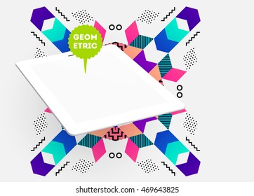 Tablet PC Icon, Trendy geometric flat pattern, abstract background for brochure, flyer or presentations design, vector illustration.