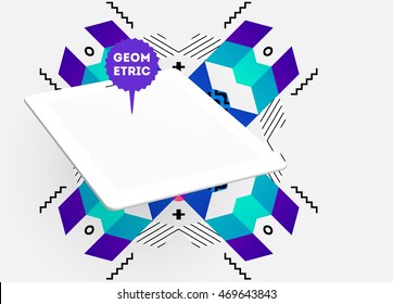 Tablet PC-Symbol, Trendy geometrisches flaches Muster, abstrakter Hintergrund für Broschüren, Flyer oder Präsentationen Design, Vektorgrafik.