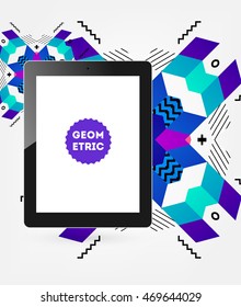 Tablet PC Icon, Trendy geometric flat pattern, abstract background for brochure, flyer or presentations design, vector illustration.