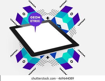 Tablet PC Icon, Trendy geometric flat pattern, abstract background for brochure, flyer or presentations design, vector illustration.