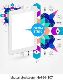 Icono de Tablet PC, patrón plano geométrico moderno, fondo abstracto para el diseño de folletos, volantes o presentaciones, ilustración vectorial.