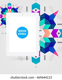 Icono de Tablet PC, patrón plano geométrico moderno, fondo abstracto para el diseño de folletos, volantes o presentaciones, ilustración vectorial.