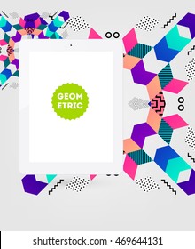 Tablet PC Icon, Trendy geometric flat pattern, abstract background for brochure, flyer or presentations design, vector illustration.