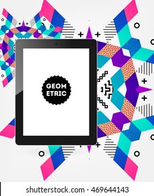 Icono de Tablet PC, patrón plano geométrico moderno, fondo abstracto para el diseño de folletos, volantes o presentaciones, ilustración vectorial.