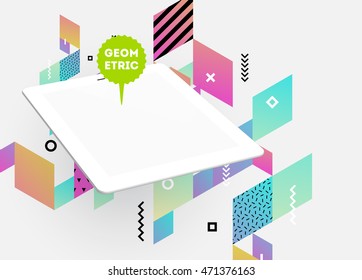 Icono de Tablet PC, patrón plano geométrico moderno, fondo abstracto para el diseño de folletos, volantes o presentaciones, ilustración vectorial.