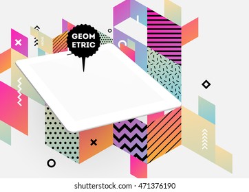 Tablet PC Icon, Trendy geometric flat pattern, abstract background for brochure, flyer or presentations design, vector illustration.