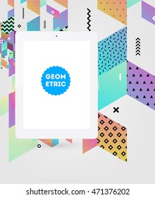 Tablet PC-Symbol, Trendy geometrisches flaches Muster, abstrakter Hintergrund für Broschüren, Flyer oder Präsentationen Design, Vektorgrafik.