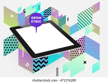 Tablet PC Icon, Trendy geometric flat pattern, abstract background for brochure, flyer or presentations design, vector illustration.