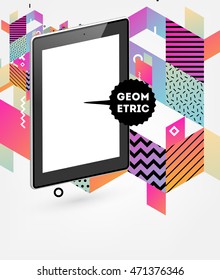 Tablet PC Icon, Trendy geometric flat pattern, abstract background for brochure, flyer or presentations design, vector illustration.