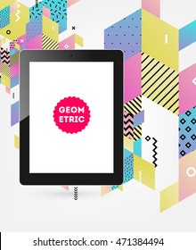 Tablet PC Icon, Trendy geometric flat pattern, abstract background for brochure, flyer or presentations design, vector illustration.