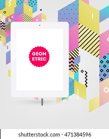Tablet PC Icon, Trendy geometric flat pattern, abstract background for brochure, flyer or presentations design, vector illustration.