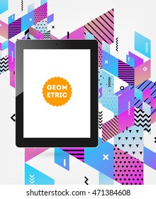 Tablet PC Icon, Trendy geometric flat pattern, abstract background for brochure, flyer or presentations design, vector illustration.