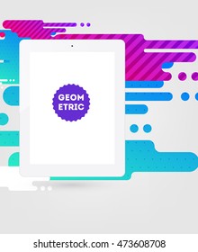 Icono de Tablet PC, patrón plano geométrico moderno, fondo abstracto para el diseño de folletos, volantes o presentaciones, ilustración vectorial.