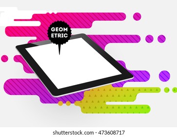 Icono de Tablet PC, patrón plano geométrico moderno, fondo abstracto para el diseño de folletos, volantes o presentaciones, ilustración vectorial.