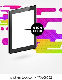 Icono de Tablet PC, patrón plano geométrico moderno, fondo abstracto para el diseño de folletos, volantes o presentaciones, ilustración vectorial.