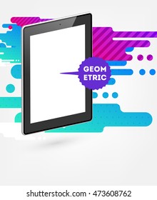 Tablet PC Icon, Trendy geometric flat pattern, abstract background for brochure, flyer or presentations design, vector illustration.