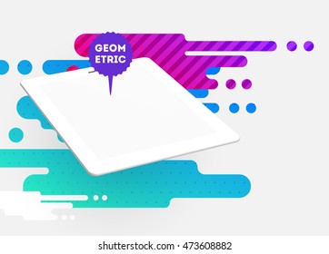 Icono de Tablet PC, patrón plano geométrico moderno, fondo abstracto para el diseño de folletos, volantes o presentaciones, ilustración vectorial.