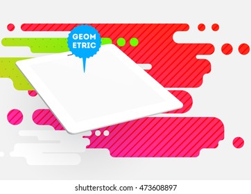 Icono de Tablet PC, patrón plano geométrico moderno, fondo abstracto para el diseño de folletos, volantes o presentaciones, ilustración vectorial.