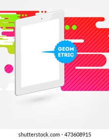Tablet PC Icon, Trendy geometric flat pattern, abstract background for brochure, flyer or presentations design, vector illustration.