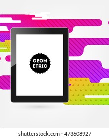 Icono de Tablet PC, patrón plano geométrico moderno, fondo abstracto para el diseño de folletos, volantes o presentaciones, ilustración vectorial.
