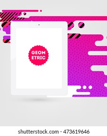 Icono de Tablet PC, patrón plano geométrico moderno, fondo abstracto para el diseño de folletos, volantes o presentaciones, ilustración vectorial.