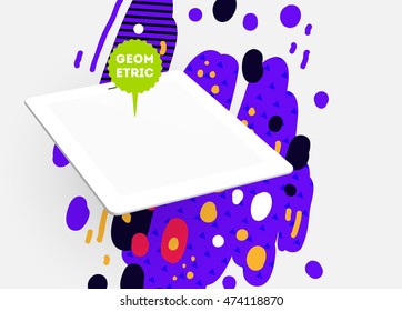 Tablet PC Icon, Trendy geometric flat pattern, abstract background for brochure, flyer or presentations design, vector illustration.