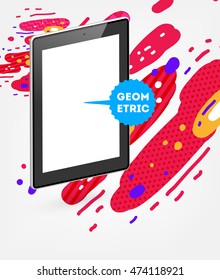 Icono de Tablet PC, patrón plano geométrico moderno, fondo abstracto para el diseño de folletos, volantes o presentaciones, ilustración vectorial.