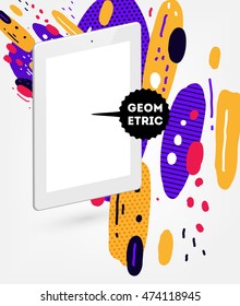 Icono de Tablet PC, patrón plano geométrico moderno, fondo abstracto para el diseño de folletos, volantes o presentaciones, ilustración vectorial.