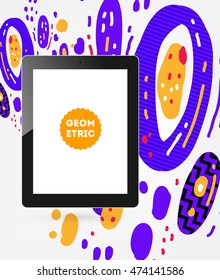 Icono de Tablet PC, patrón plano geométrico moderno, fondo abstracto para el diseño de folletos, volantes o presentaciones, ilustración vectorial.