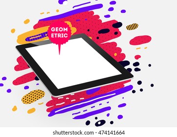 Tablet PC-Symbol, Trendy geometrisches flaches Muster, abstrakter Hintergrund für Broschüren, Flyer oder Präsentationen Design, Vektorgrafik.