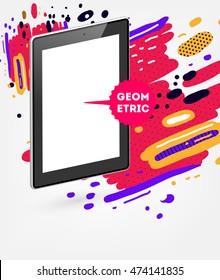Tablet PC Icon, Trendy geometric flat pattern, abstract background for brochure, flyer or presentations design, vector illustration.