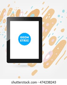 Icono de Tablet PC, patrón plano geométrico moderno, fondo abstracto para el diseño de folletos, volantes o presentaciones, ilustración vectorial.