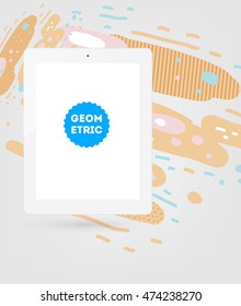 Icono de Tablet PC, patrón plano geométrico moderno, fondo abstracto para el diseño de folletos, volantes o presentaciones, ilustración vectorial.