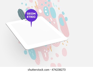 Icono de Tablet PC, patrón plano geométrico moderno, fondo abstracto para el diseño de folletos, volantes o presentaciones, ilustración vectorial.