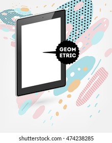 Tablet PC-Symbol, Trendy geometrisches flaches Muster, abstrakter Hintergrund für Broschüren, Flyer oder Präsentationen Design, Vektorgrafik.