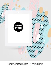 Tablet PC Icon, Trendy geometric flat pattern, abstract background for brochure, flyer or presentations design, vector illustration.