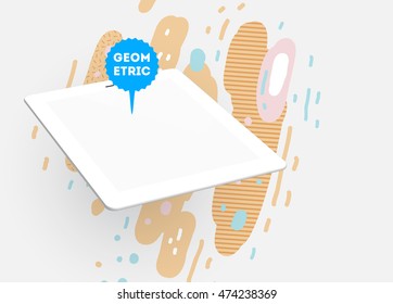 Tablet PC Icon, Trendy geometric flat pattern, abstract background for brochure, flyer or presentations design, vector illustration.