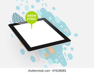 Tablet PC Icon, Trendy geometric flat pattern, abstract background for brochure, flyer or presentations design, vector illustration.