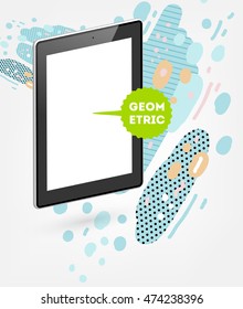 Icono de Tablet PC, patrón plano geométrico moderno, fondo abstracto para el diseño de folletos, volantes o presentaciones, ilustración vectorial.