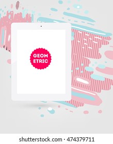 Icono de Tablet PC, patrón plano geométrico moderno, fondo abstracto para el diseño de folletos, volantes o presentaciones, ilustración vectorial.