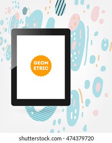 Tablet PC Icon, Trendy geometric flat pattern, abstract background for brochure, flyer or presentations design, vector illustration.
