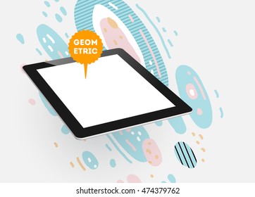 Tablet PC Icon, Trendy geometric flat pattern, abstract background for brochure, flyer or presentations design, vector illustration.