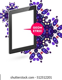 Tablet PC Icon, Trendy geometric flat pattern, abstract background for brochure, flyer or presentations design, vector illustration.