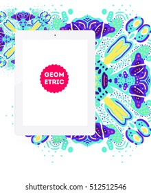 Tablet PC Icon, Trendy geometric flat pattern, abstract background for brochure, flyer or presentations design, vector illustration.