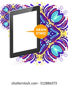 Tablet PC Icon, Trendy geometric flat pattern, abstract background for brochure, flyer or presentations design, vector illustration.