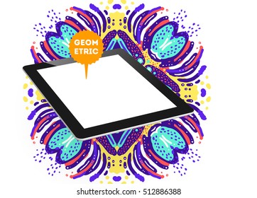 Tablet PC Icon, Trendy geometric flat pattern, abstract background for brochure, flyer or presentations design, vector illustration.