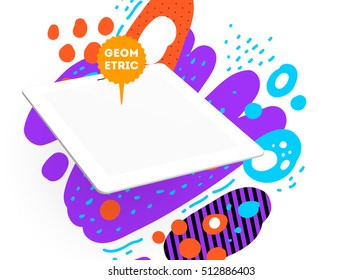 Tablet PC Icon, Trendy geometric flat pattern, abstract background for brochure, flyer or presentations design, vector illustration.