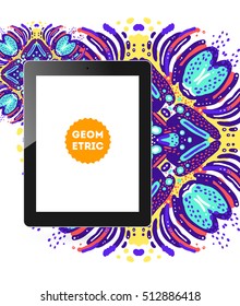 Icono de Tablet PC, patrón plano geométrico moderno, fondo abstracto para el diseño de folletos, volantes o presentaciones, ilustración vectorial.