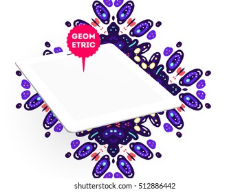 Tablet PC Icon, Trendy geometric flat pattern, abstract background for brochure, flyer or presentations design, vector illustration.