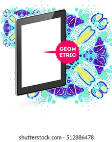 Tablet PC Icon, Trendy geometric flat pattern, abstract background for brochure, flyer or presentations design, vector illustration.
